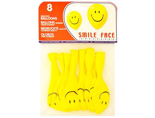 Baloes cara sorridente bolsa de 8 unidades , Branca , 54706 , 8420698337707